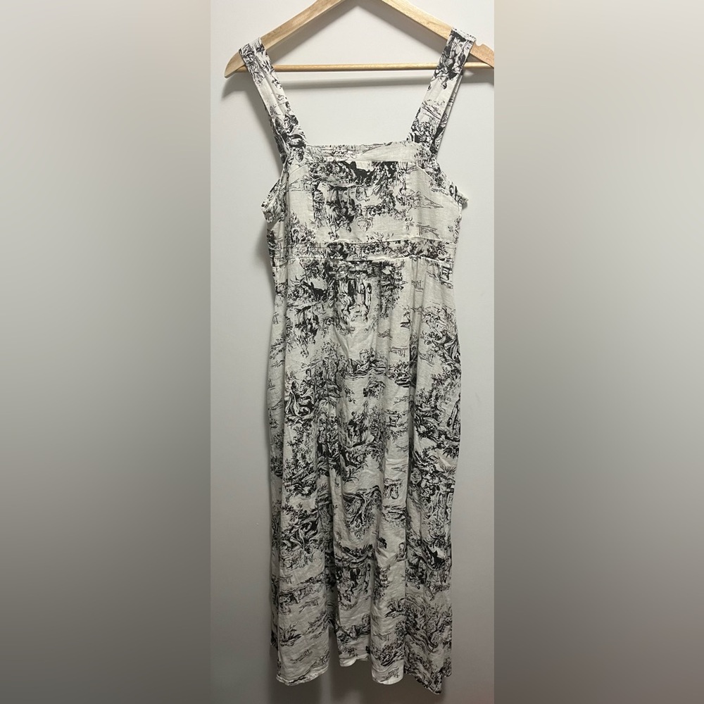 Spighe di Lino Toile Print Made in Italy Cottagecore Dress Size Medium